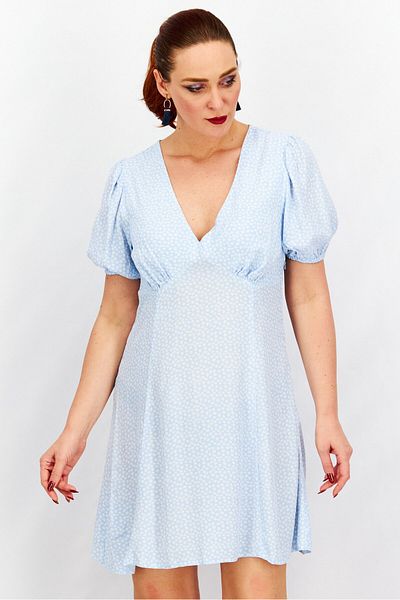 NA-KD Women Floral Print Mini Dress, Blue