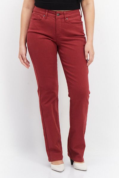 NYDJ Women Straight Fit Solid Stretchable Jeans, Red