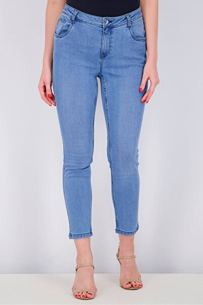 Tchibo بنطلون جينز نسائي ضيق بطول الكاحل، أزرق