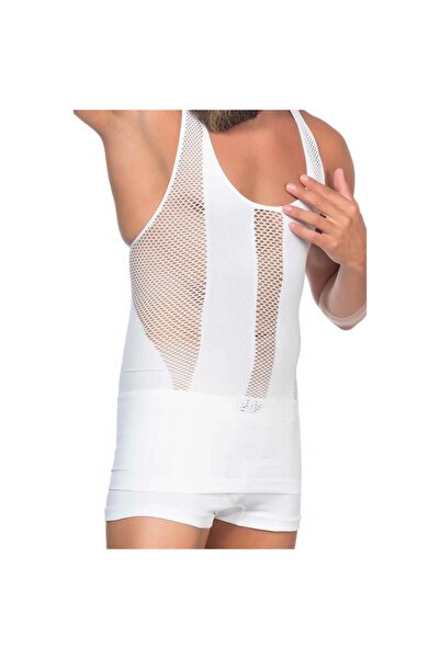 Narnuga Mi̇raxx White Mi Emay E1009 Mesh Men's Corset Undershirt