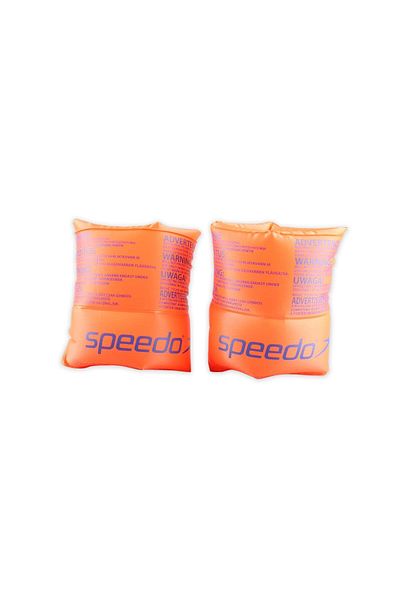 SPEEDO عوامات الذراع وأنابيب السباحة القابلة للطي للأطفال، برتقالية، مقاس واحد (12-60 كجم)، 2-6 سنوات، أساور أمان للذراع
