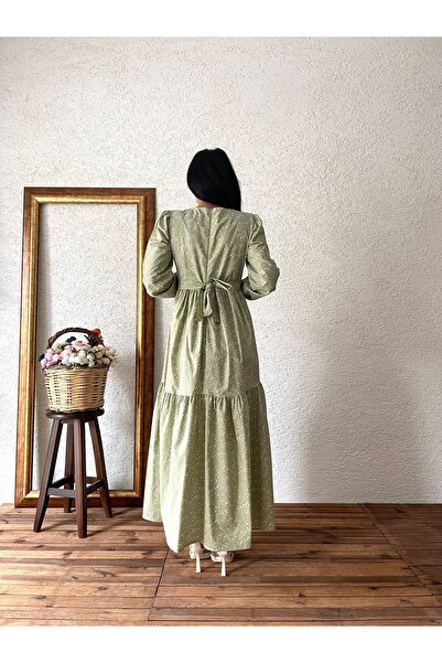 KÜÇÜĞÜM BUTİK Φόρεμα Hijab Green Crispy Poplin Layered