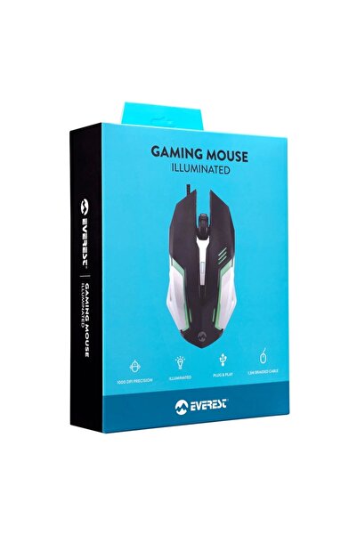 Everest SM-G72 USB AYDINLATMALI OYUNCU MOUSE SİYAH/GÜMÜŞ
