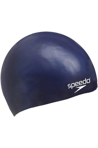 SPEEDO 8709900011 قبعة سباحة من السيليكون المصبوب البسيط للصغار، أزرق داكن، م...