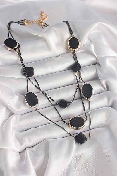 Skygo Brass Black Color Chain Crystal Stone Women's Necklace - Tj-Bko9619