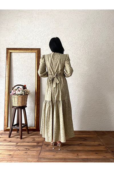 KÜÇÜĞÜM BUTİK Green Floral Patterned Poplin Layered Dress