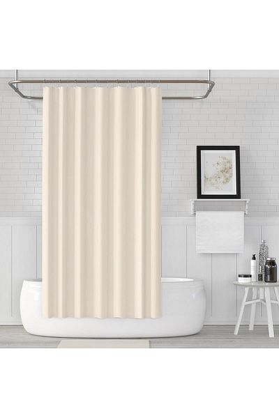 Zethome Κουρτίνα μπάνιου μονής πτέρυγας 1x180x200 - Δώρο δαχτυλίδι, κουρτίνα ντουζιέρας κρέμα 0010