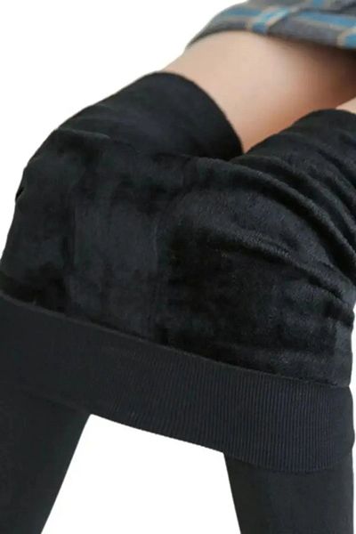 SAUNA SUIT Зимни топли плюшени чорапогащи отвътре, гъвкави и меки, черни