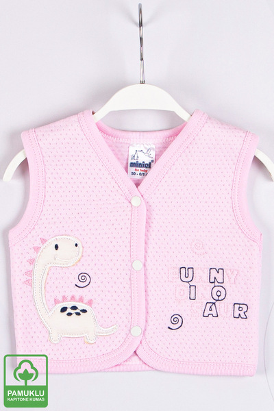 Miniel Baby Girl Funny Dino Embroidered Organic Cotton 1-3-6-9 Months Quilted...
