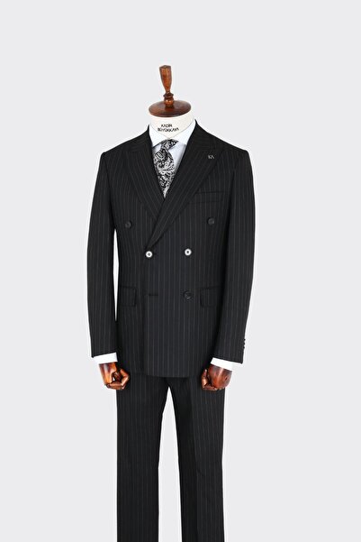 Kadir Büyükkaya Kırlangıç Yaka Kruvaze Erkek Takım Elbise-KAX1257S