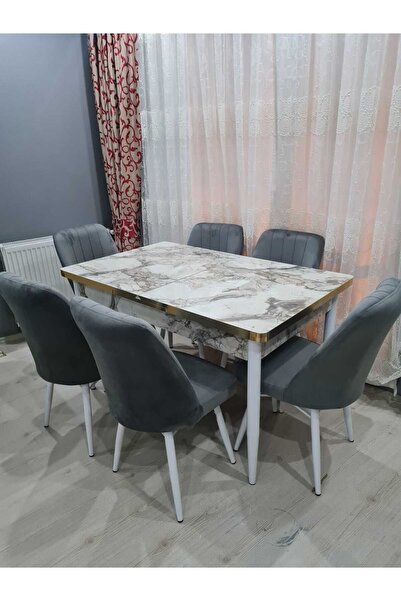 Lajibu %100 Mdf Açılabilir Masa Sandalye Takımı 6 Kişilik Yemek Masası Takımı...