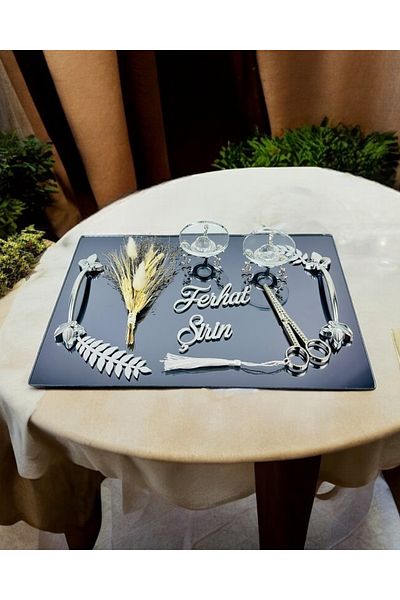 CyzHome Elegance Silver Leaf Promise Engagement Tray