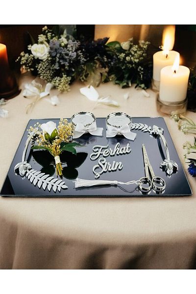 CyzHome Elegance Silver Leaf Promise Engagement Tray
