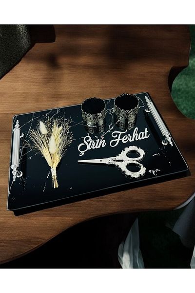 CyzHome Vow Silver Black Promise Engagement Tray