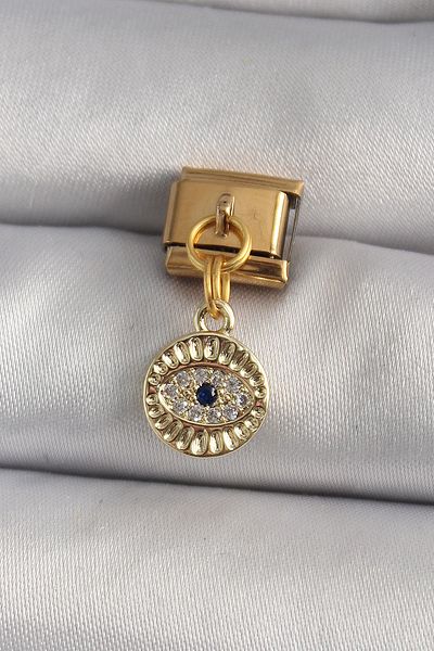 Skygo 316L Steel Gold Color Hanging Zircon Stone Eye Model Nomination Charm - Tj-Bc1193