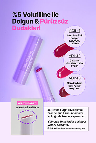 DERMA FACTORY %5 Volufiline ile Dudak Dolgunlaştırıcı ve Nemlendirici Balm Derma Factory Glow Melting Balm