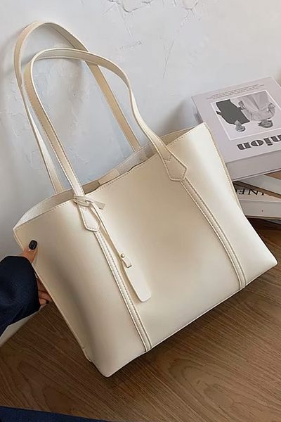 Housebags Women's Three Compartment Cream Leather Look Shopper Bag 269