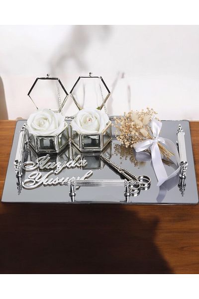 CyzHome Reverence Silver Rectangular Engagement Tray