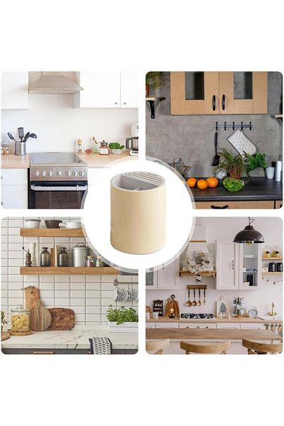 Polham Kitchen Organizer Fork, Spoon, Knife Stand, 360 Degree Rotatable Storage and Drying Box