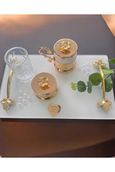 CyzHome Adore Gold Pearl Promise Coffee Tray