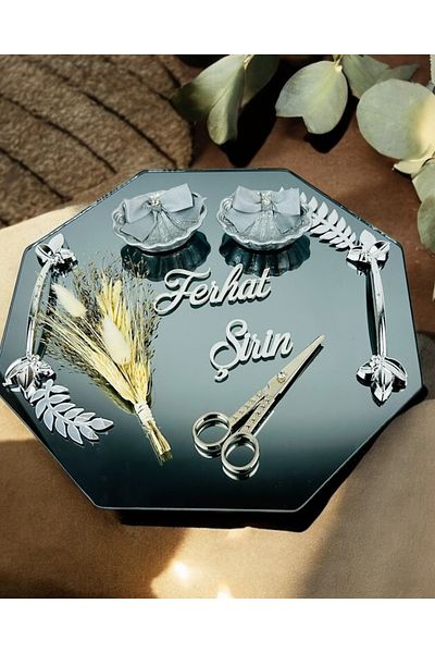 CyzHome Fusion Octagonal Silver Promise Engagement Tray