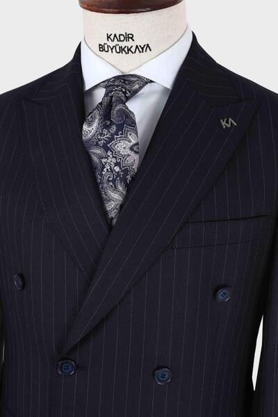 Kadir Büyükkaya Kırlangıç Yaka Kruvaze Erkek Takım Elbise-KAX1257S