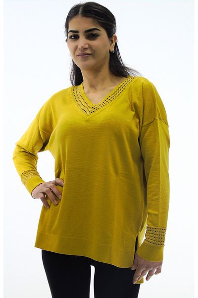 Tuğra Collar and Sleeve Detailed Knitwear Sweater