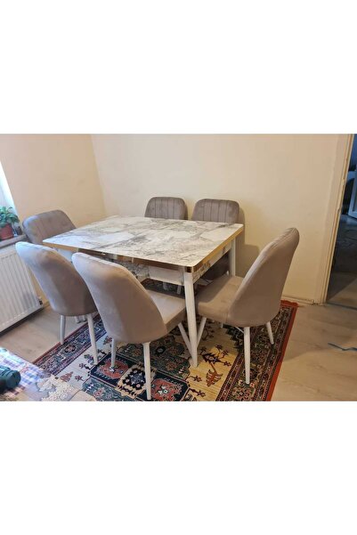 %100 Mdf Açılabilir Masa Sandalye Takımı 6 Kişilik Yemek Masası Takımı Masa Sandalye