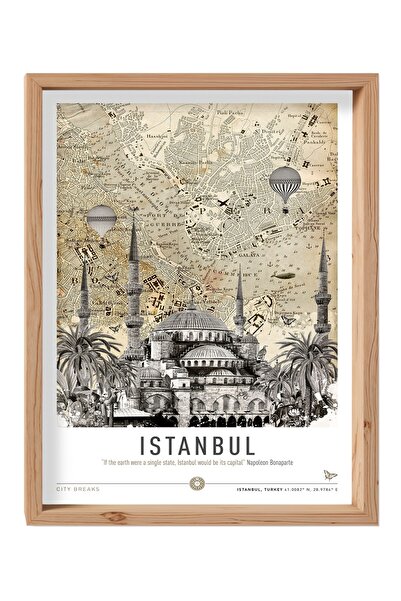Jeronkarji İstanbul Şehir Tatili Ahşap Tablo Çerçeveli Tatil Gezi Hediyelik E...