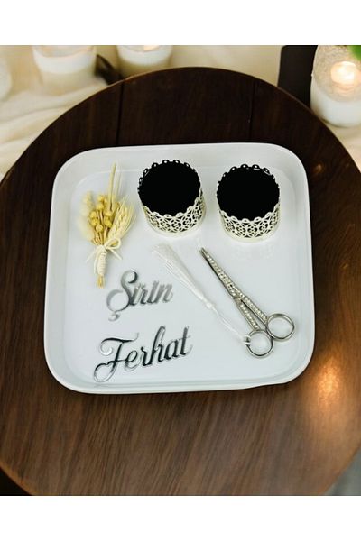 CyzHome Bliss Silver Porcelain Promise Engagement Tray