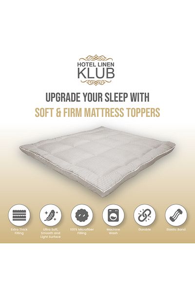 Hotel Linen Klub غطاء مرتبة 700 جرام لكل متر مربع - ألياف ناعمة وصلبة وسميكة للغاية وأشرطة مرنة للغاية