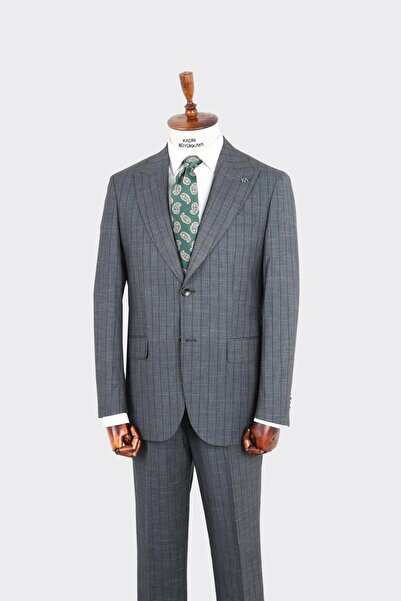 Kadir Büyükkaya Kırlangıç Yaka İki Düğmeli Erkek Takım Elbise-KAX1370S