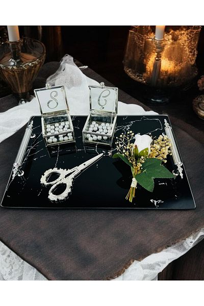 CyzHome Vow Silver Black Promise Engagement Tray
