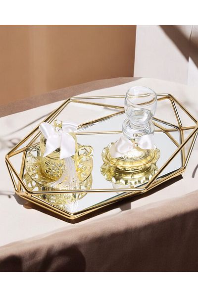 CyzHome Elation Gold Prism Engagement Coffee Tray