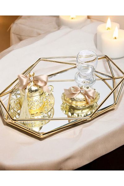 CyzHome Elation Gold Prism Engagement Coffee Tray