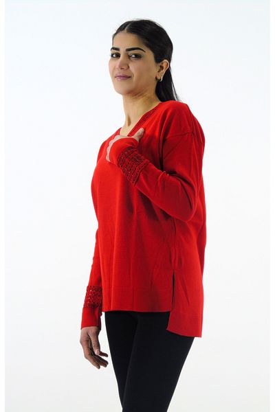 Tuğra Collar and Sleeve Detailed Knitwear Sweater