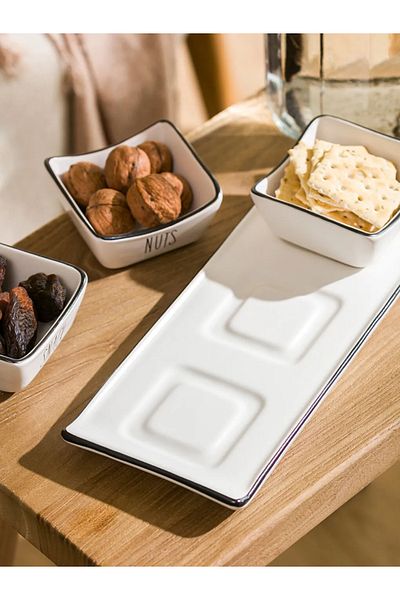 LC Waikiki White Printed Ceramic Bowl Set of 4