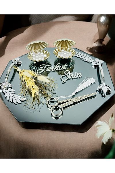 CyzHome Fusion Octagonal Silver Promise Engagement Tray