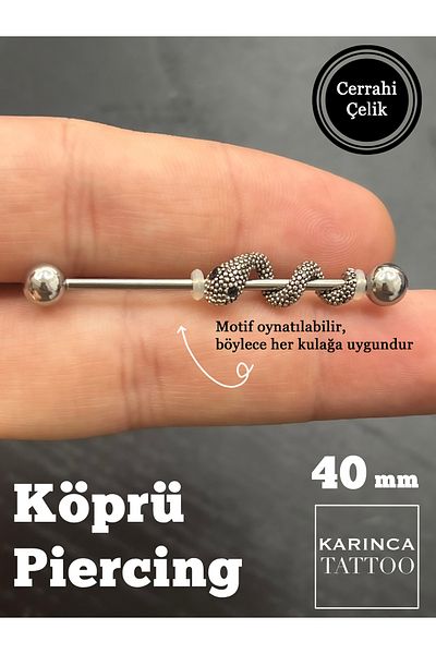 Karınca Piercing Jewelled Snake Snake Quality Industrial Ear Bridge Piercing