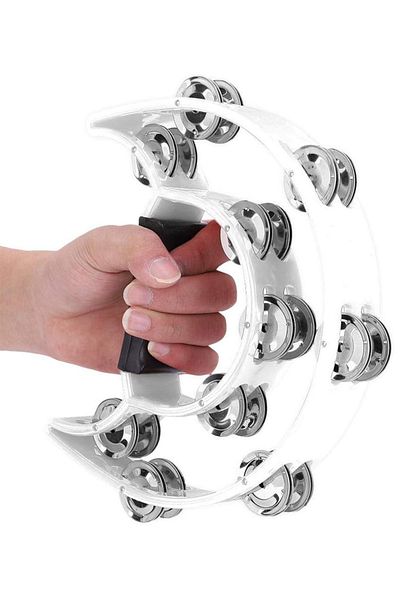 Midex Tf-26Wh Double Row 10 Bells White Tambourine Tambourine (with Hand Grip Parts)