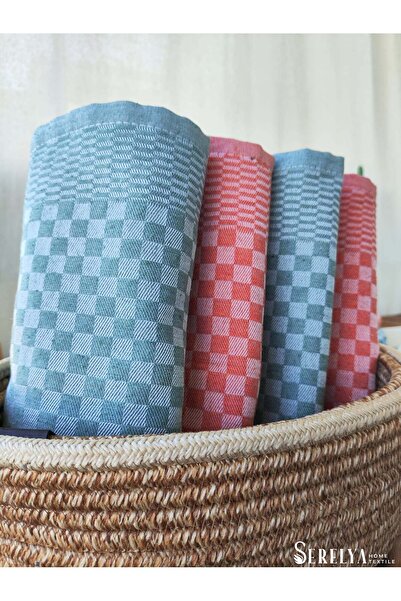 serelya 40x60cm Turuncu&Yeşil Dama Desen Mutfak Sunum Peçetesi, Şık Tasarım, ...