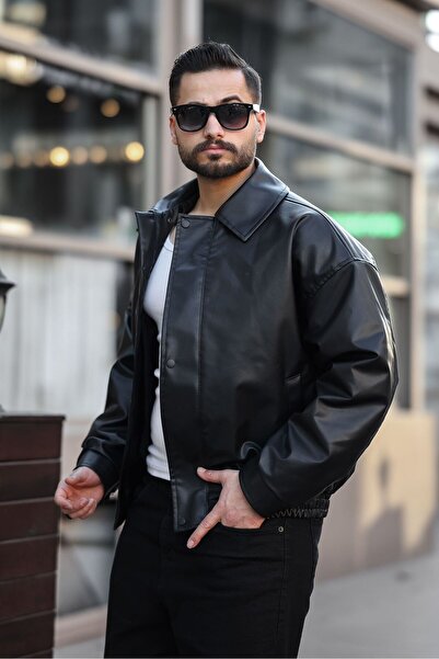 FREED MOND ретро мъжка черна кожена яке