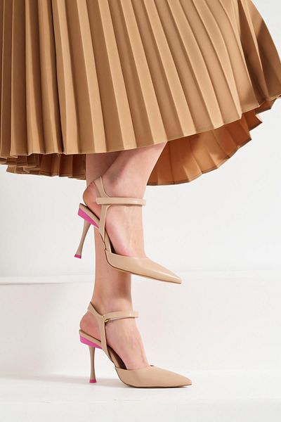 Beyond Women's Beige Pointed Toe Colorful Heeled Ankle Leather Stiletto 11cm Byndbs7155