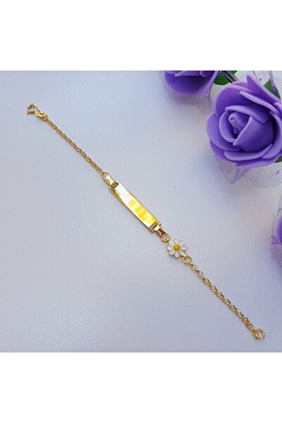 MAGRİB 22 ayar altın kaplama papatyalı isimli çocuk 925 ayar gümüş bileklik k...