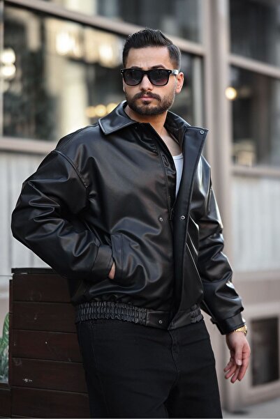 FREED MOND ретро мъжка черна кожена яке