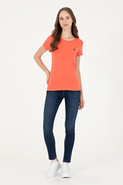 U.S. Polo Assn. Tricou de bază cu flori de rodie pentru femei 1804577