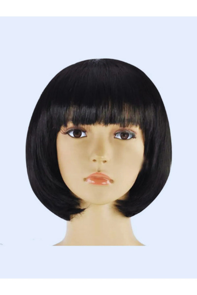 ReilaParty Siyah Renk Küt Saç Parti Peruğu