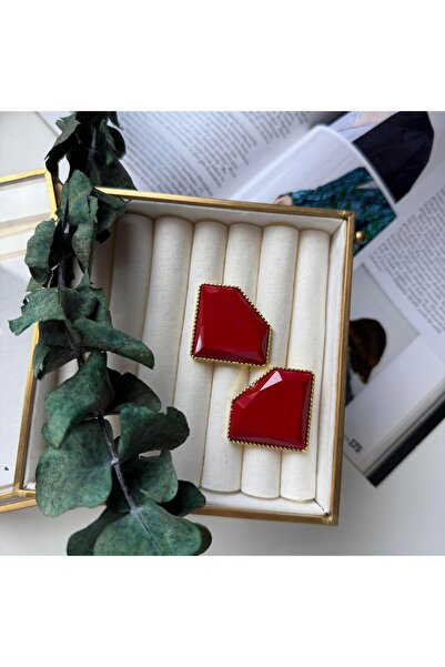 Alice İsstanbul Bordo Tasarım Kare Küpe