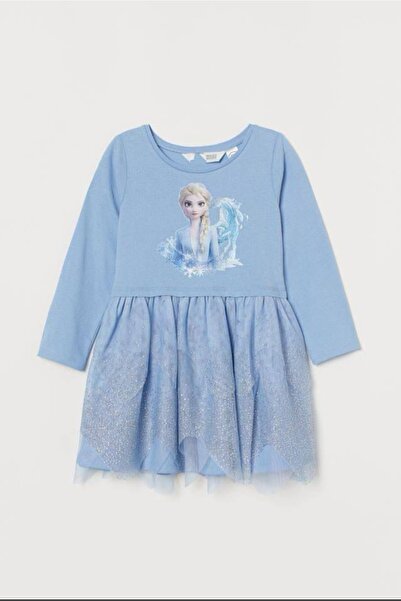 bebexiçocuk Elsa frozen uzun kollu buz mavisi elbise 1-10 yaş