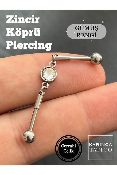 Karınca Piercing Chain Stone Aesthetic Ear Industrial Bridge Piercing (industrial)